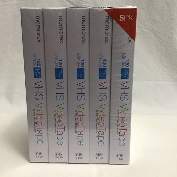 Memorex VHS Blank Video Tapes Sealed 5 Pack - Picture 1 of 5